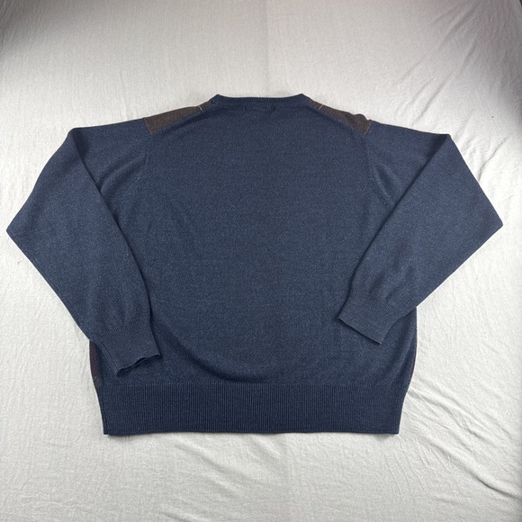 Geoffrey Beene Sweater Mens M Blue Check Long Sleeve Sweatshirt Preppy Grandpa - Picture 2 of 5